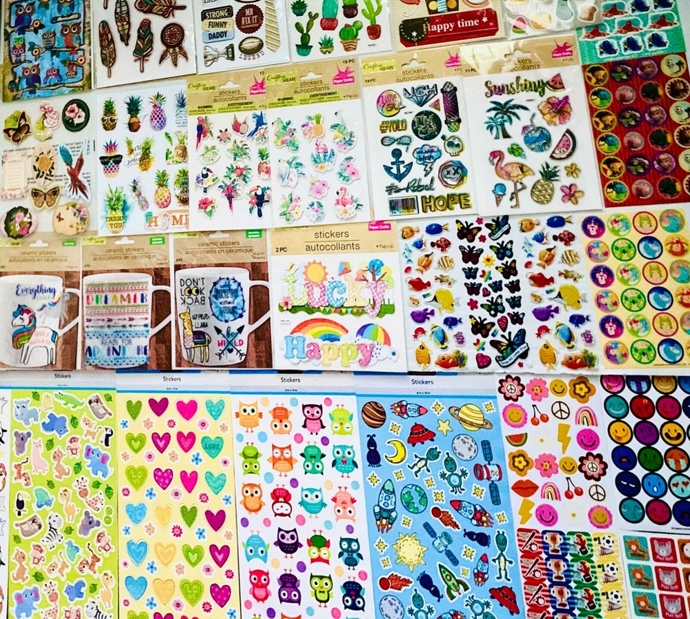 Sandylion, Hallmark, American Greetings 499+ Sticker Lot Glossy Pop Up Glitter