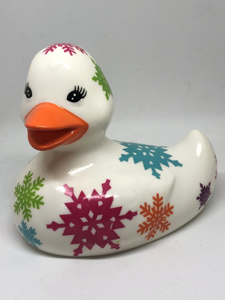 Bath & Body Works Multicolor Snowflake Rubber Duck 5 Inch Bath Toy