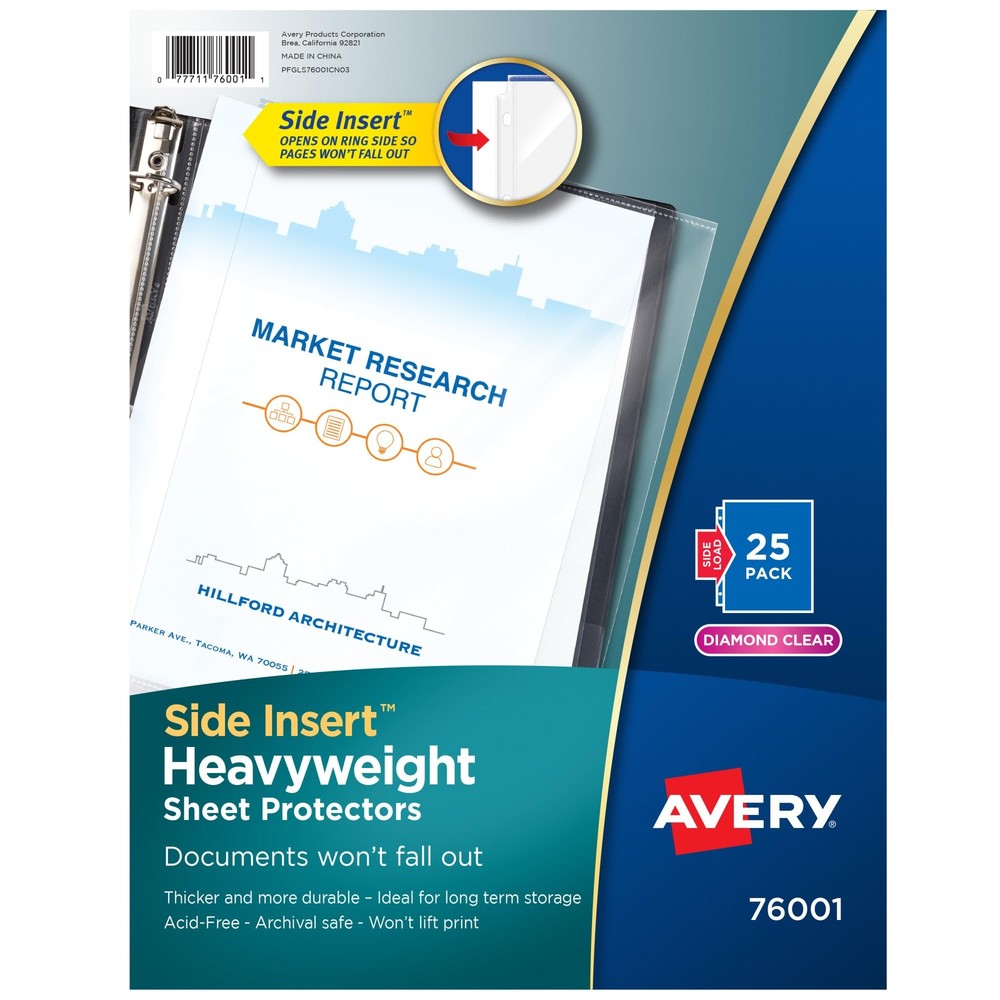 Avery Diamond Clear Secure Side-Load Sheet Protectors, Heavyweight, 25 Page P...