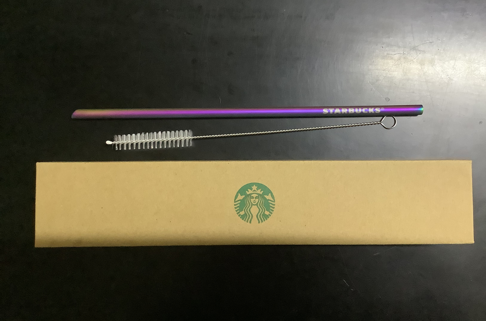 2020 Starbucks Taiwan Titanium Drinking Straw in Gift Box w/Cleaning Brush