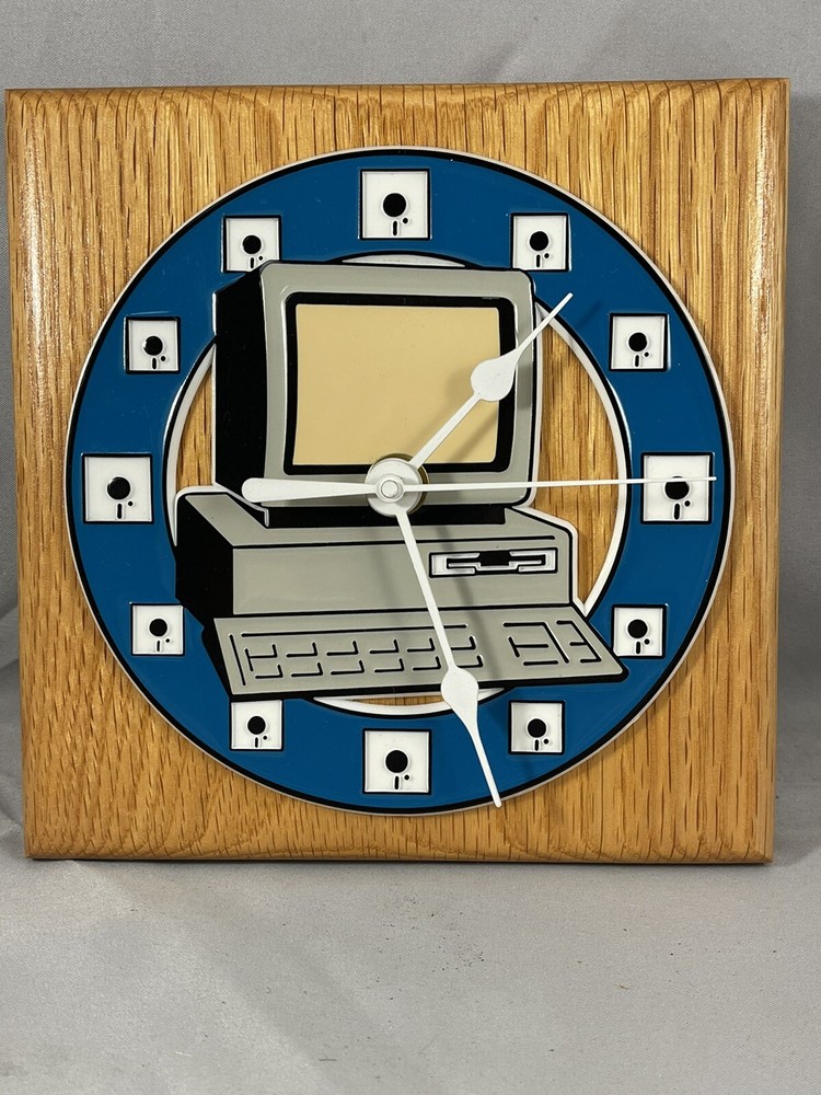 Ultra Rare Early 1980’s IBM Computer Floppy Disk Promotional Clock 7”x7” TESTED