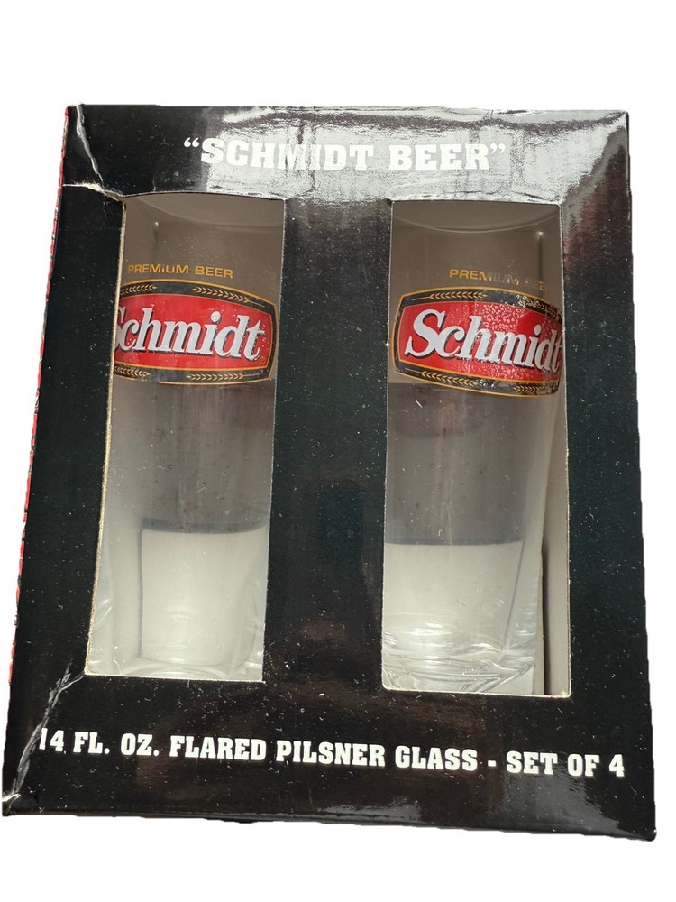 New Schmidt Beer Glasses Set of 4 the word premium wore off a little 14ox