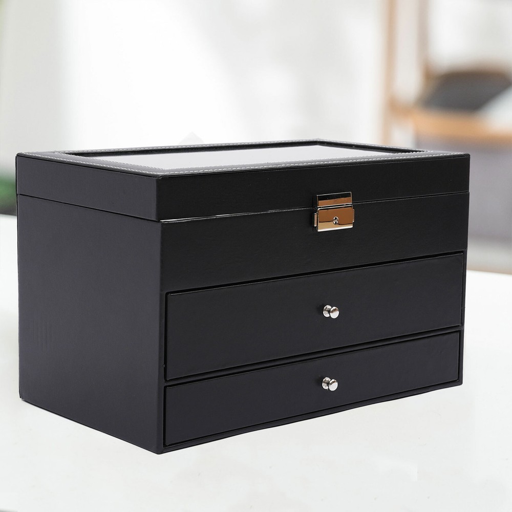 Multi-Purpose Glass Top Watch & Jewelry Display Storage Box Organizer  