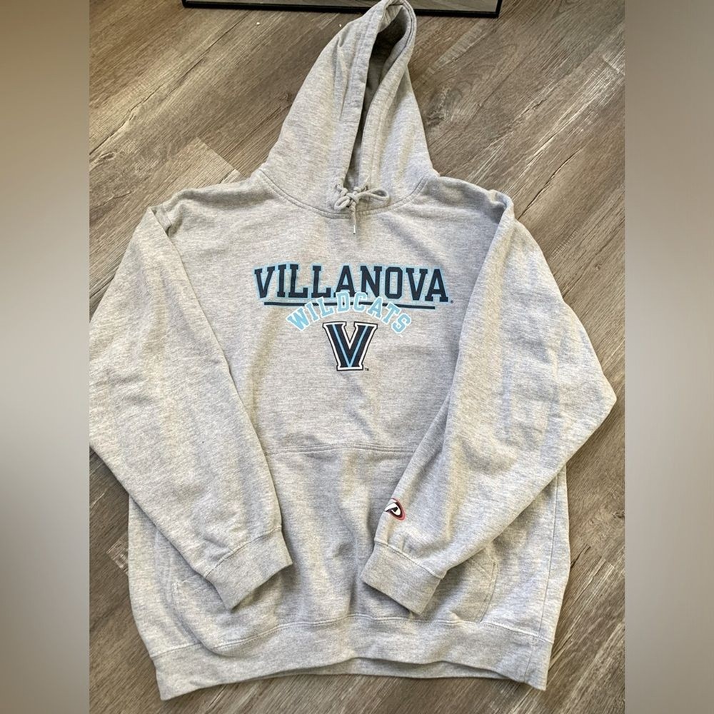 VTG Villanova Wildcats College Sweatshirt Hoodie Pullover Gray Blue Size L XL