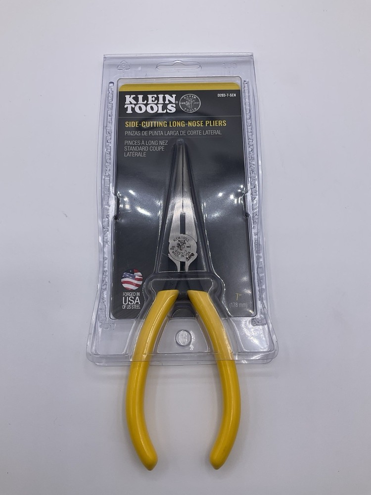 Klein Tools 7-Inch Long Nose Pliers with Side Cutters D203-7-SEN