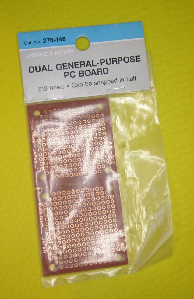 Radio Shack , DUAL GENERAL- PURPOSE PC BOARD, 276-148A ,  213 HOLES, Snappable
