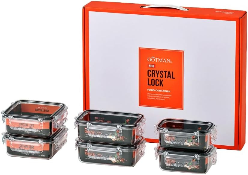 Crystal Lock Airtight Food Storage Containers with Lids Gift Set (Neo 6pack)...