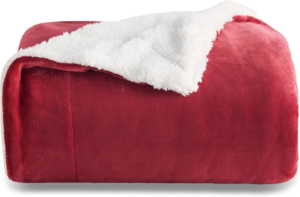 Red Sherpa Fleece Throw Blanket 50x60 Warm Winter Christmas Gift Ideal