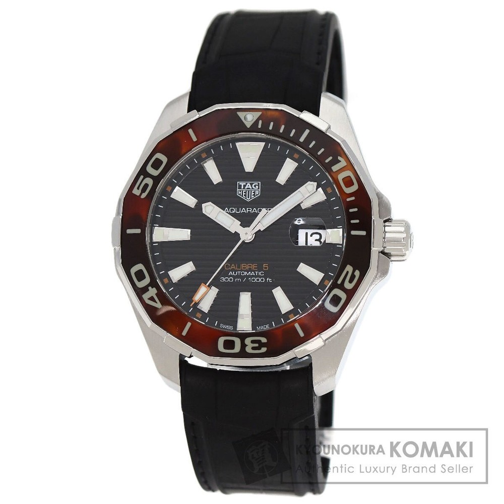 TAG HEUER WAY201N Aquaracer Calibre 5 Men's Stainless Steel Rubber Watch Pre-Owned