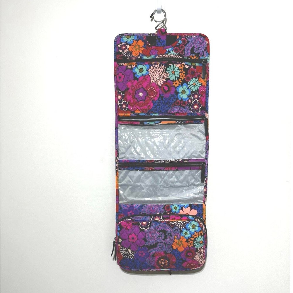 Vera Bradley 2 Pc Hanging Organizer Travel Bag With Makeup Bag Fiesta Floral