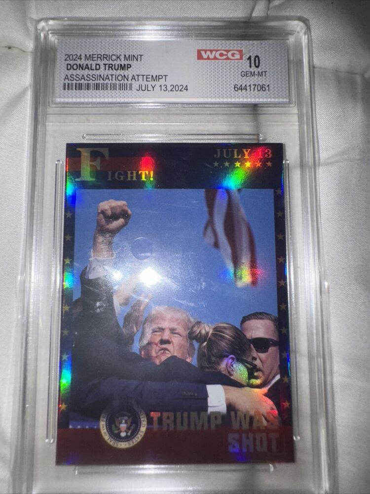 DONALD TRUMP Assassination Attempt Photo Official Trading Card WCG 10 Slabbed