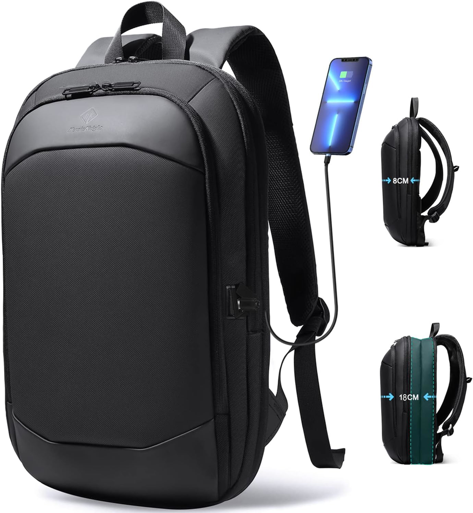 17 Inch Slim Waterproof Laptop Backpack with USB Port and Expandable Compartment
