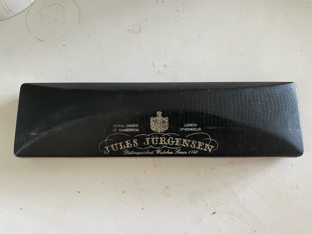 Vintage Authentic Jules Jurgensen Black Watch Box 10 Inches Long