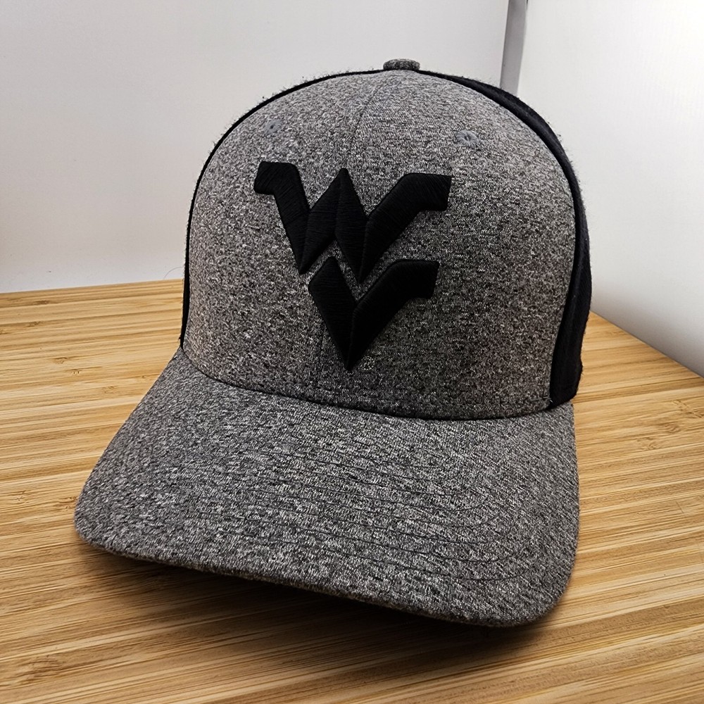 West Virginia Mountaineer Fitted Hat Cap, Nike, Dri-Fit, Heather Gray & Black