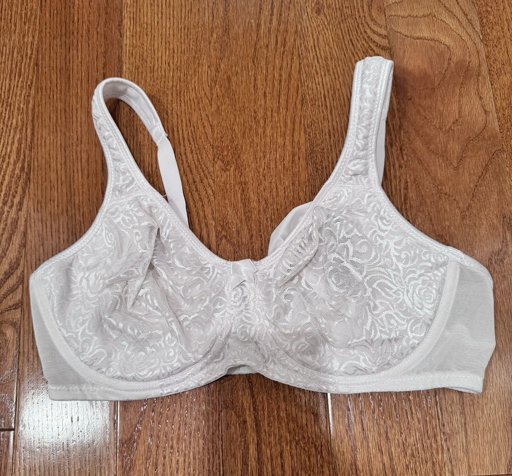 Breezies White Wild Rose Seamless Support Underwire Bra 36D