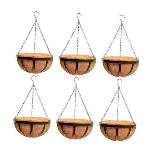 LaLaGreen 6-Pack 12-Inch Outdoor Hanging Plant Baskets for Garden Decor