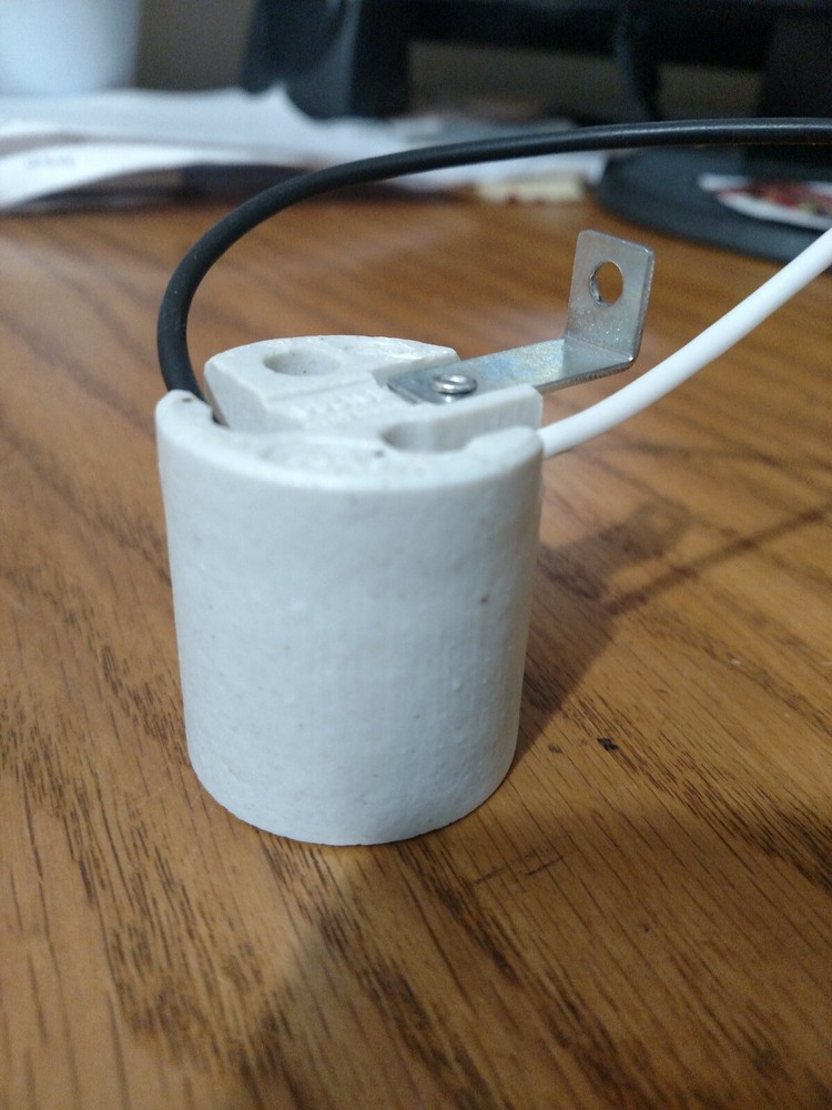 NEW PORCELAIN LIGHT BULB SOCKET FOR ADVERTISING CLOCKS.W/BRACKET & WIRING