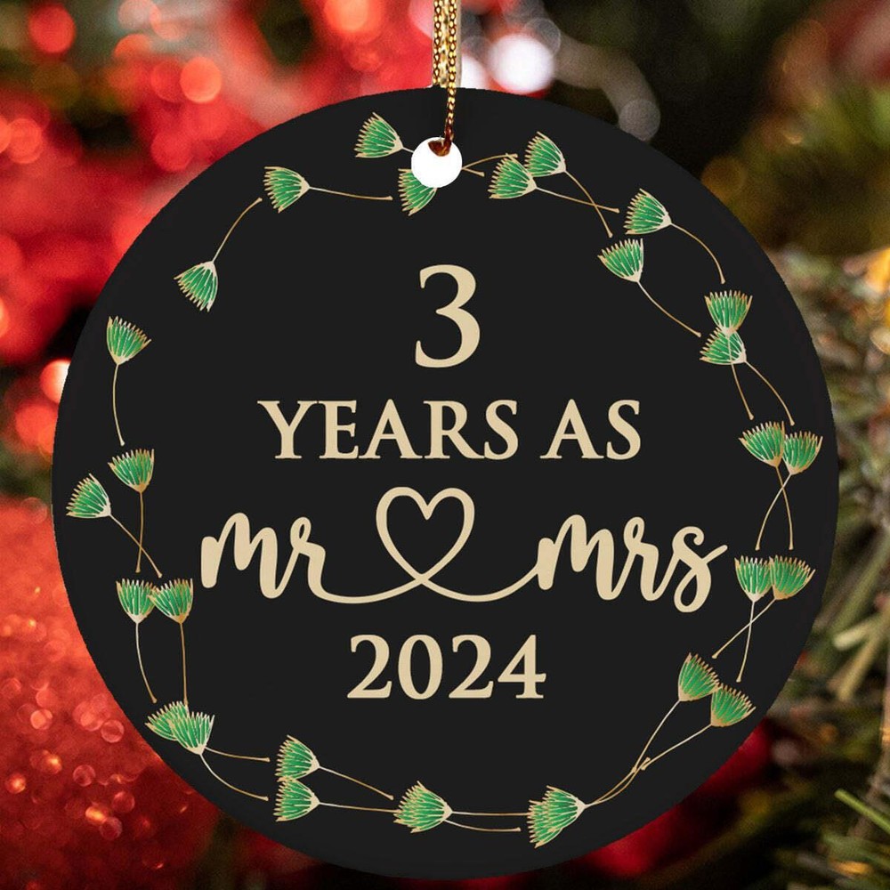 3 Years As Mr   Mrs Ornament 3rd Anniversary Christmas Gift Tree Decor Hanging