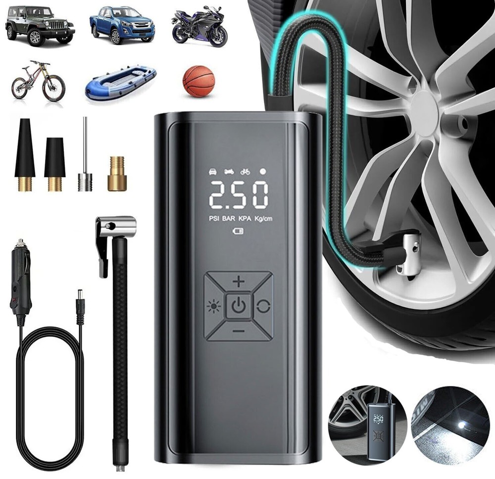 Air Pump Car Tire Inflator Portable Air Compressor Air Pump for Moto Car Bike US