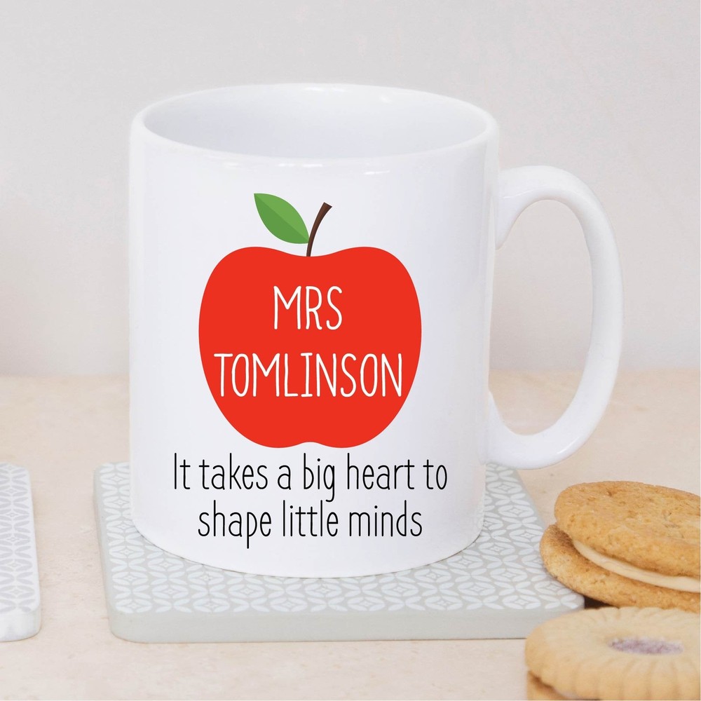 Personalised Sentimental Teacher Name Big Heart Ceramic Mug Cup Teacher Gift