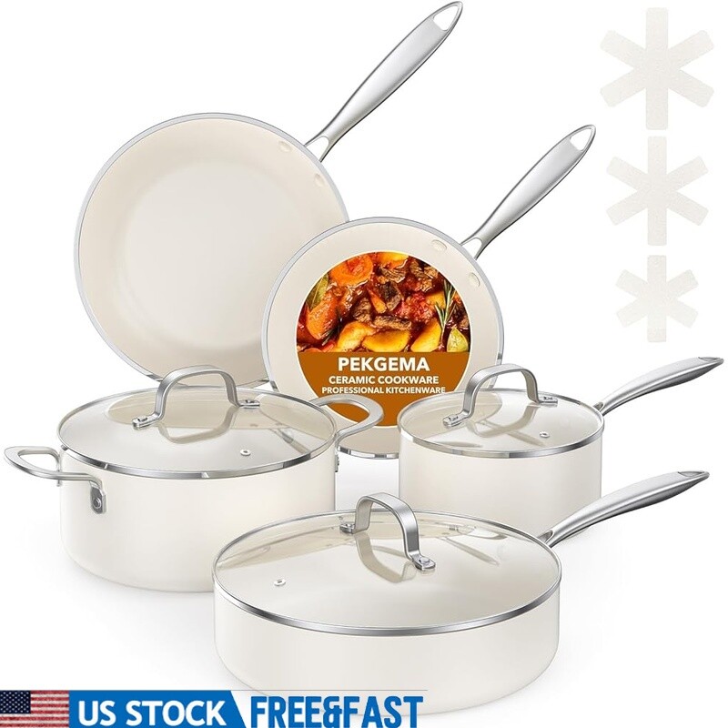 11-Piece Nonstick Ceramic Cookware Set Oven & Induction Safe PFAS PFOA Free