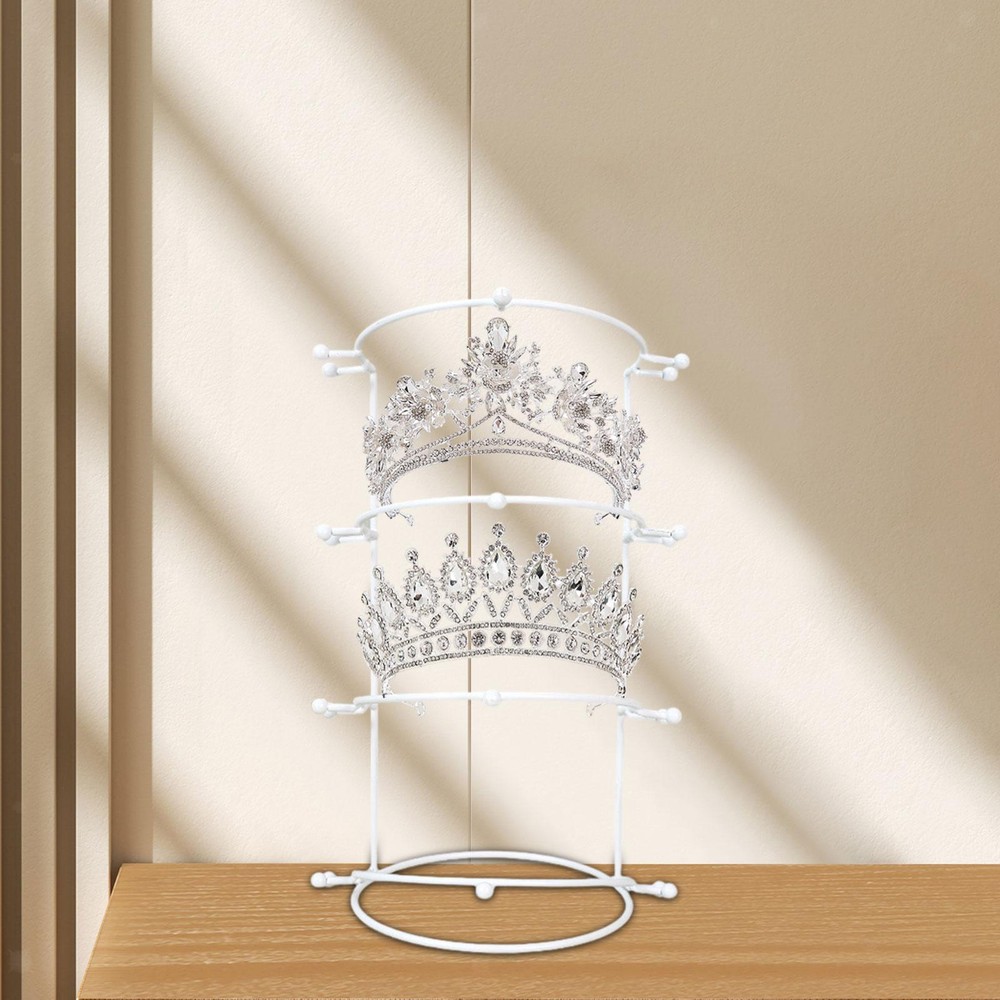 Wedding Hair Crown Rack 4 Tier Organizer Hanging Headwear Metal Holder for Hair