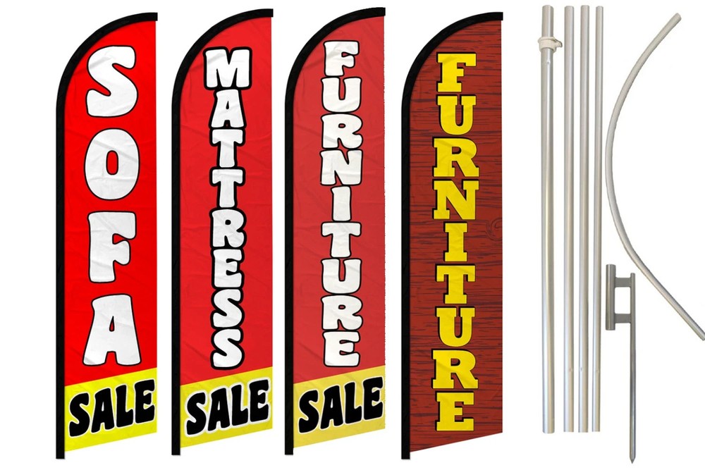 Furniture Sofa Mattress Sale Windless Advertising Banner Flag Pole Kits
