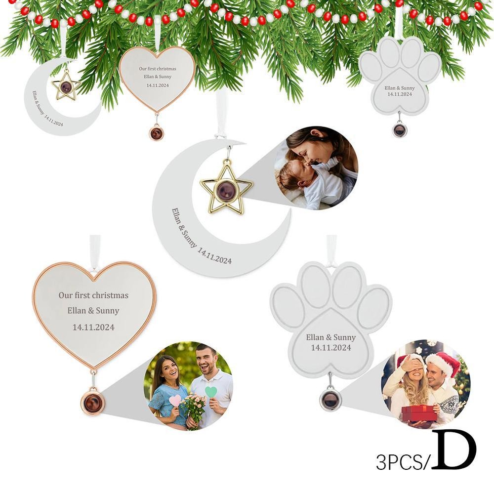 Personalized Photo Ornament Picture Pendant Ribbon Christmas Gift Tree Pendant.