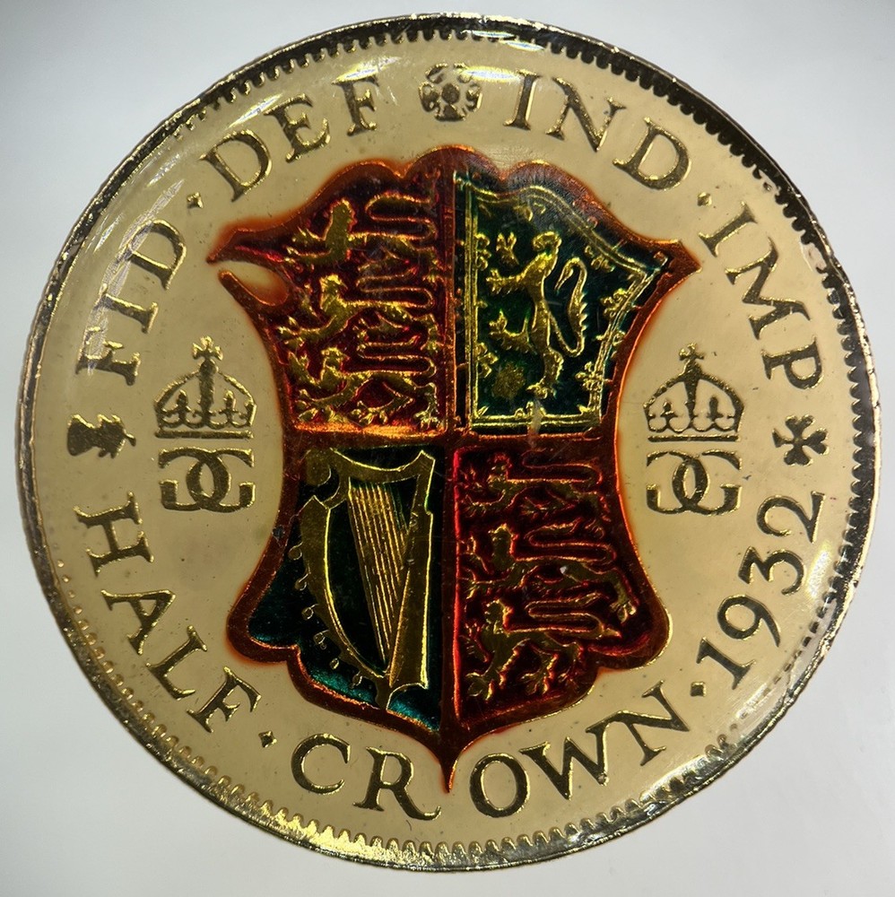 1932 George V Colourised Silver Half-Crown | Fine Collectible Coin
