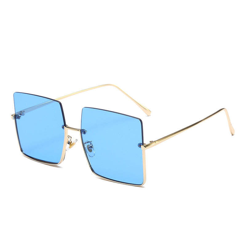 Half-rim Glasses Square Design Metal Multicolor Sunshade Sunglasses