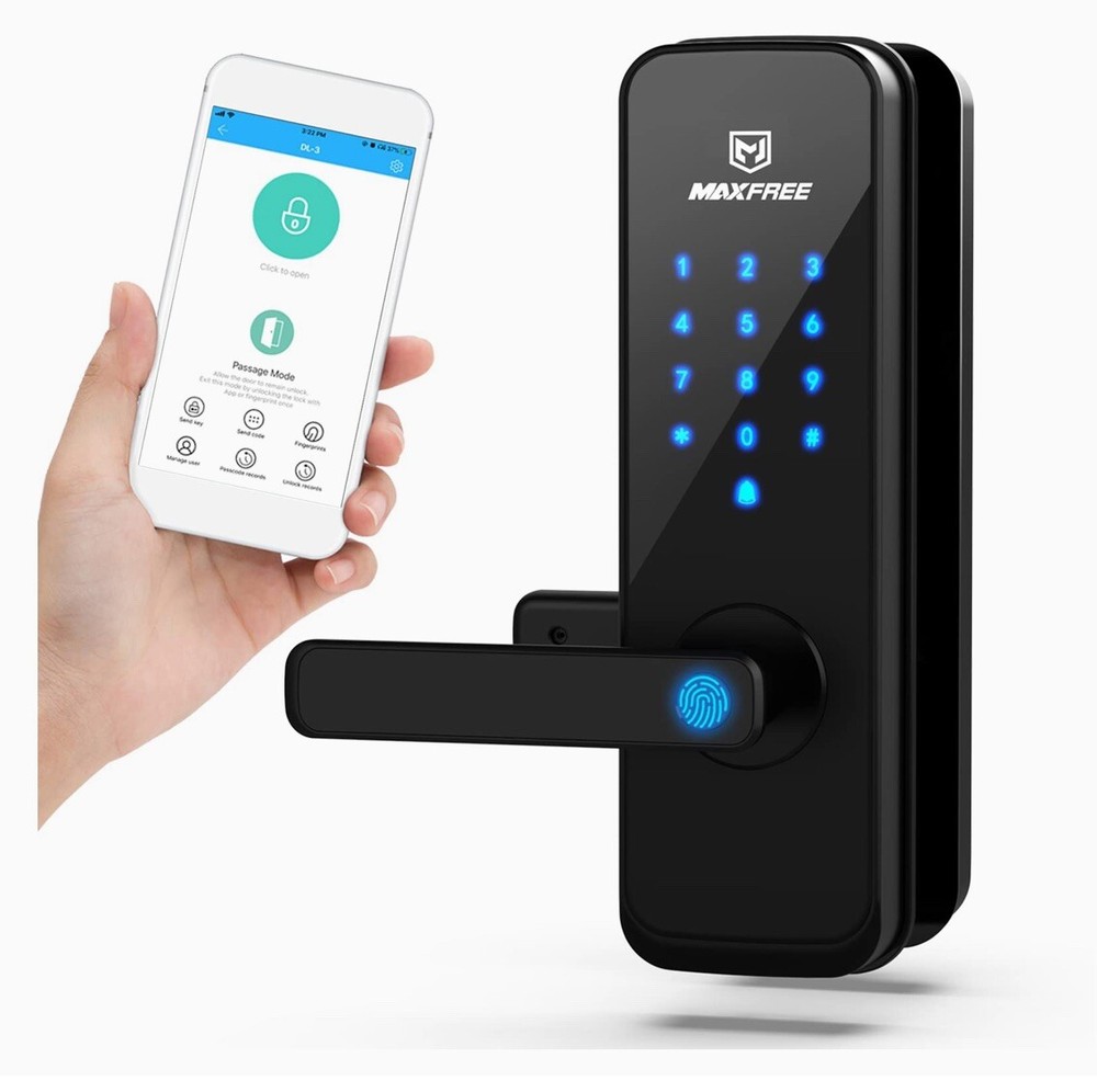 Biometric Fingerprint Smart Door Lock Lever App Keyed Touchscreen Combo Black-image