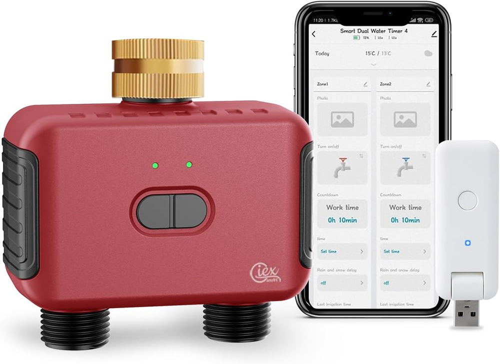 GIEX Wifi 2-Zone Dual Sprinkler Timer,Smart Irrigation Garden Hose Watering Cont