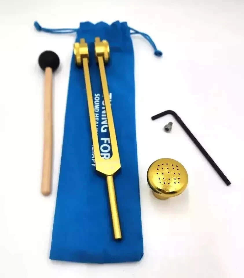Gold Schumann Resonance Tuning Fork - 93.96Hz - Sonic Slider with Mallet and Bag