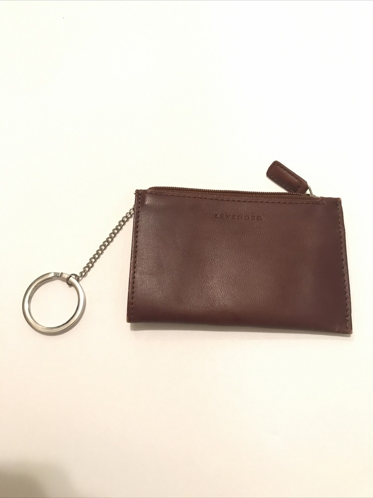 Levenger Brown Leather Keychain Wallet with Credit Card Holder  -image