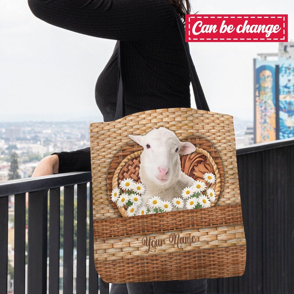 Custom Cute Sheep Personalized Tote Bag for Women Shoulder-image