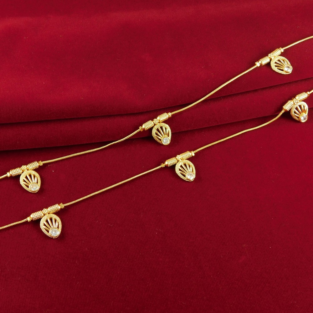 18K Women Traditional Anklets Gold plated Foot Bracelet Wedding Fashion Jewelry