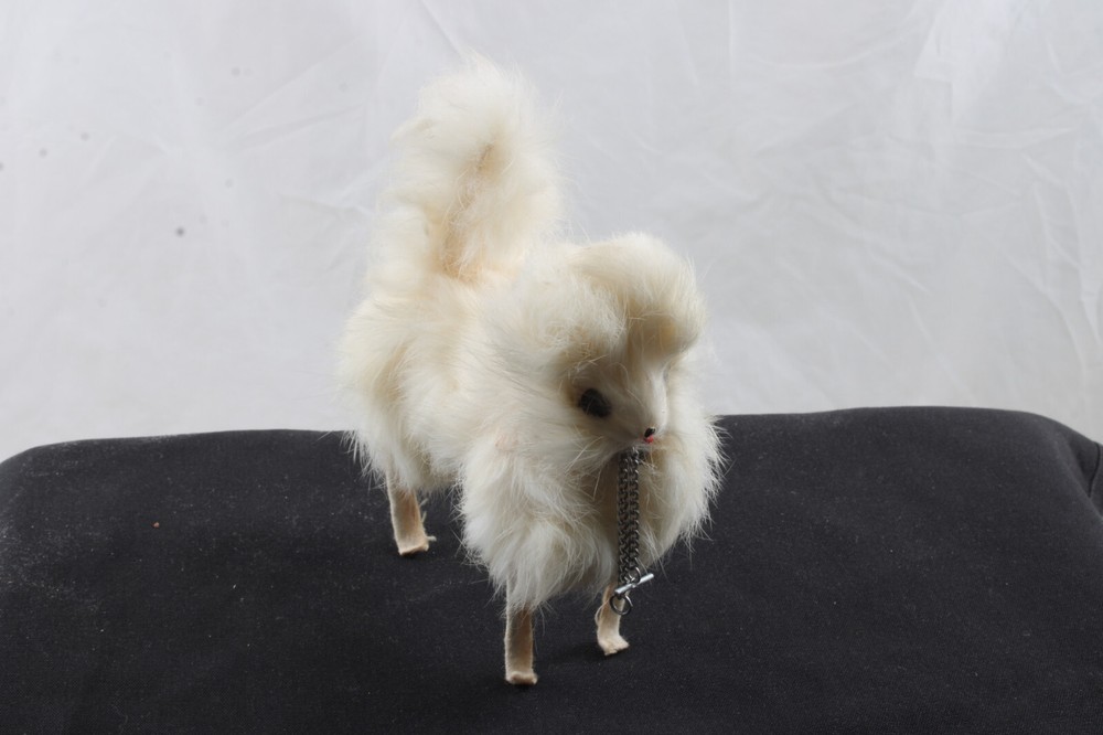 Vintage Stuffed Kawaii White Fur Spitz Dog Japanese 5
