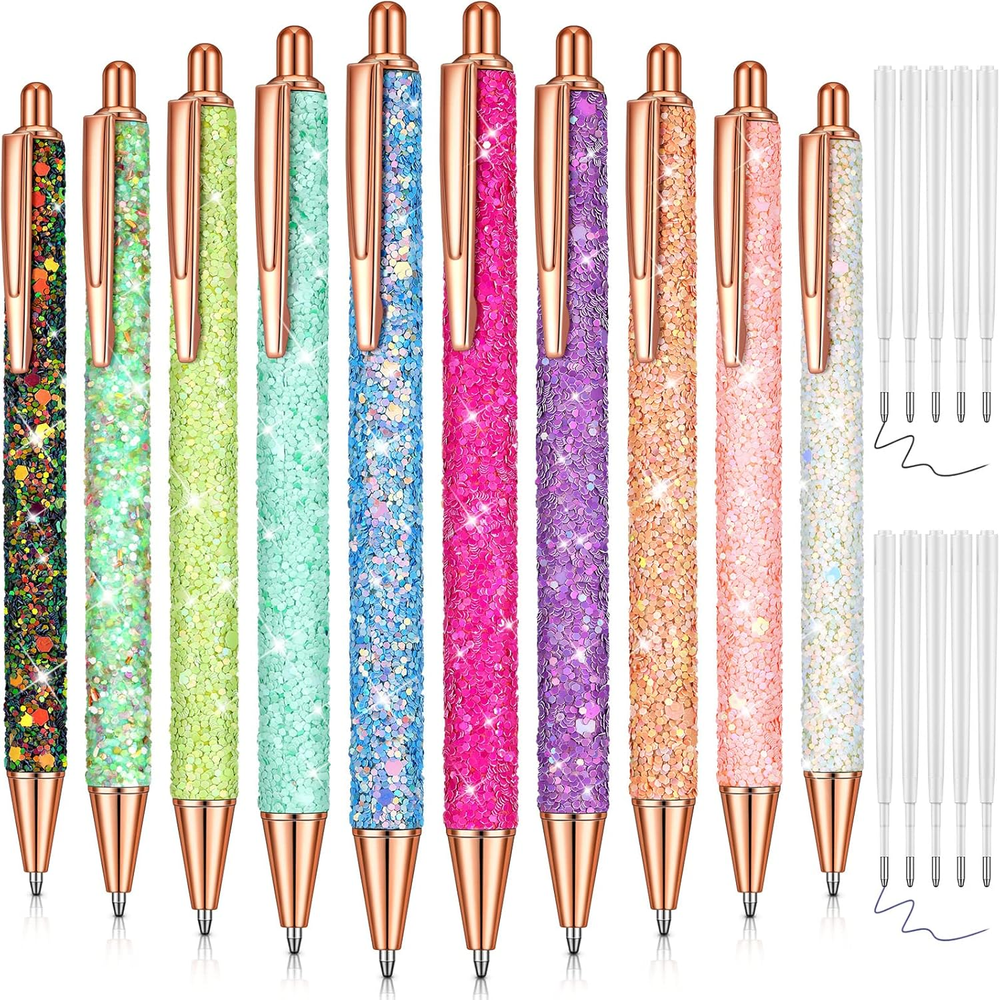30 Pcs Fancy Pens for Women Set 10 Pretty Cute Sparkly Pens Glitter Ballpoint Pe