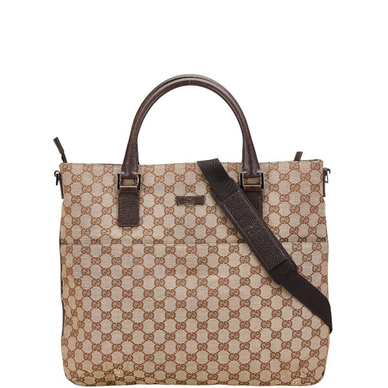 GUCCI GG Canvas and Leather Two-Way Tote Shoulder Bag 122797 453762