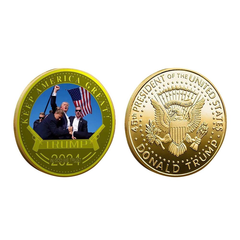 Fight Shooting 2024 President Donald Trump Assassination Commemorative Coin Gold