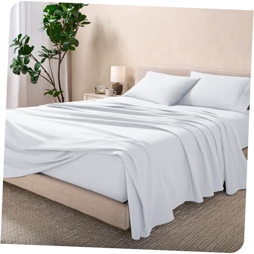 Flannel Sheet Set 100% Cotton, Velvety Soft Heavyweight - Full 01 - White