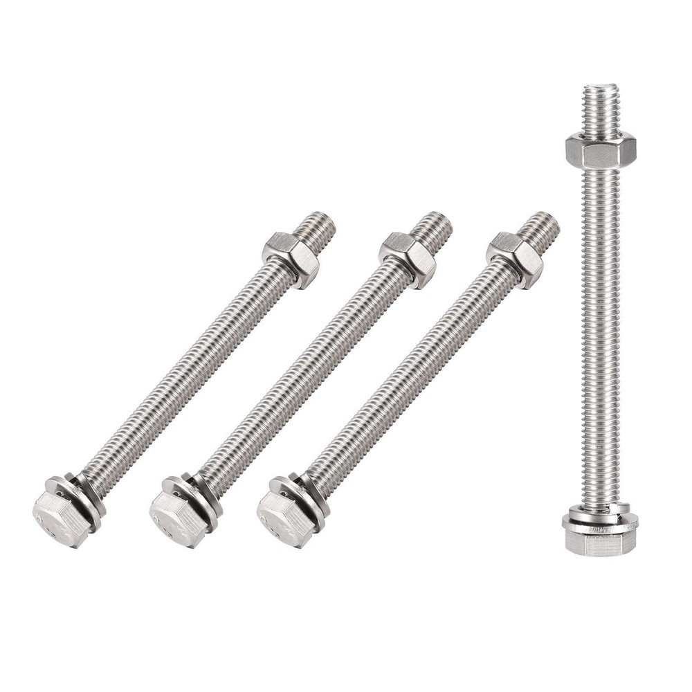 Hex Head Screws Bolts, Nuts, Flat & Lock Washers Kits (M10x120mm) 4Sets