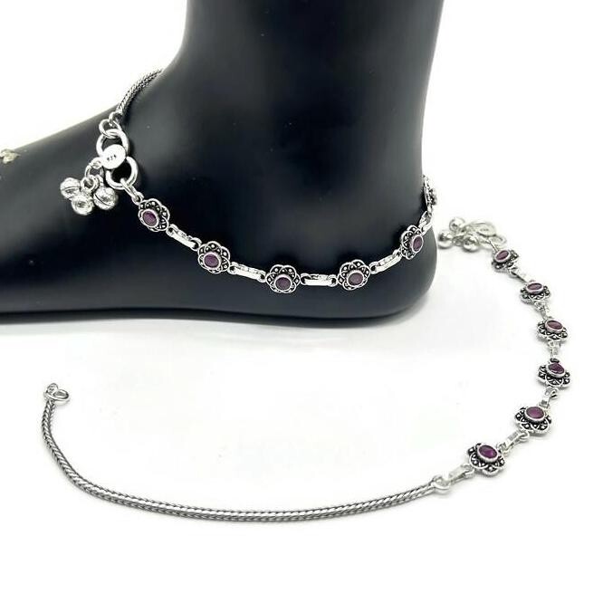 925 Sterling Silver Anklet Payal for Women Bridal Wedding Jewelry-image