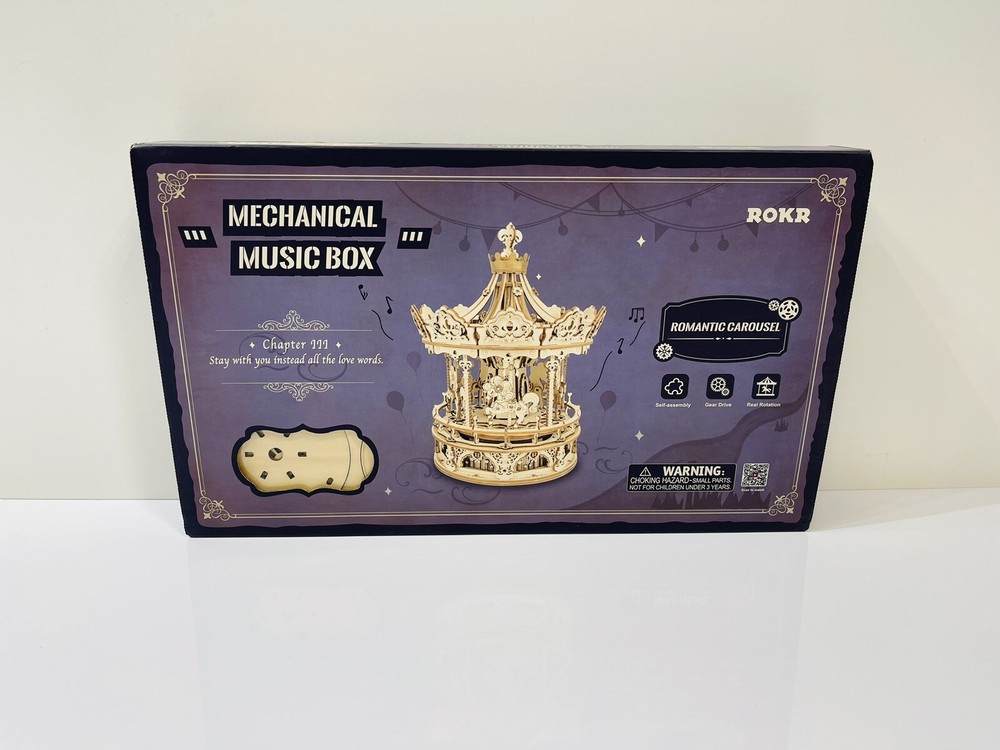 ROKR Mechanical Music Box Romantic Carousel 3D Wood - New Open Box