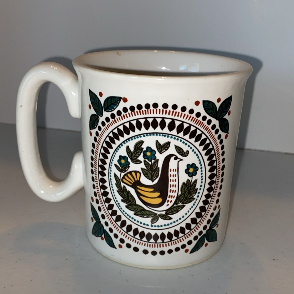 Vintage Pfaltzgraff Bohemian Bird & Floral Coffee Tea Mug Cup