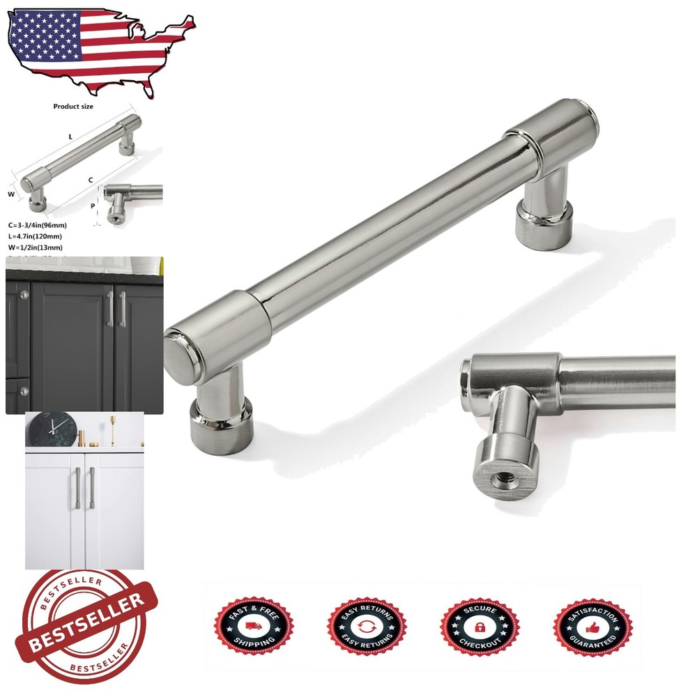 Premium 20 Kitchen Cabinet Handles - Easy Install Brushed Nickel Drawer Pulls