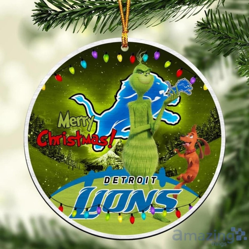 Custom Grinch Detroit Lions Football Team Christmas Ornament Gift-image