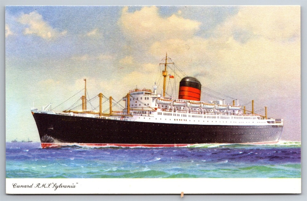 Vintage 1939 Cunard RMS Sylvania Ocean Liner Postcard Royal Majesty Cruise G6