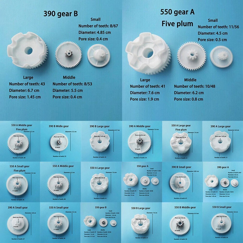 Plastic Gears for Kids Electric RC Car 550 and 390 For Gearbox Ride Toy