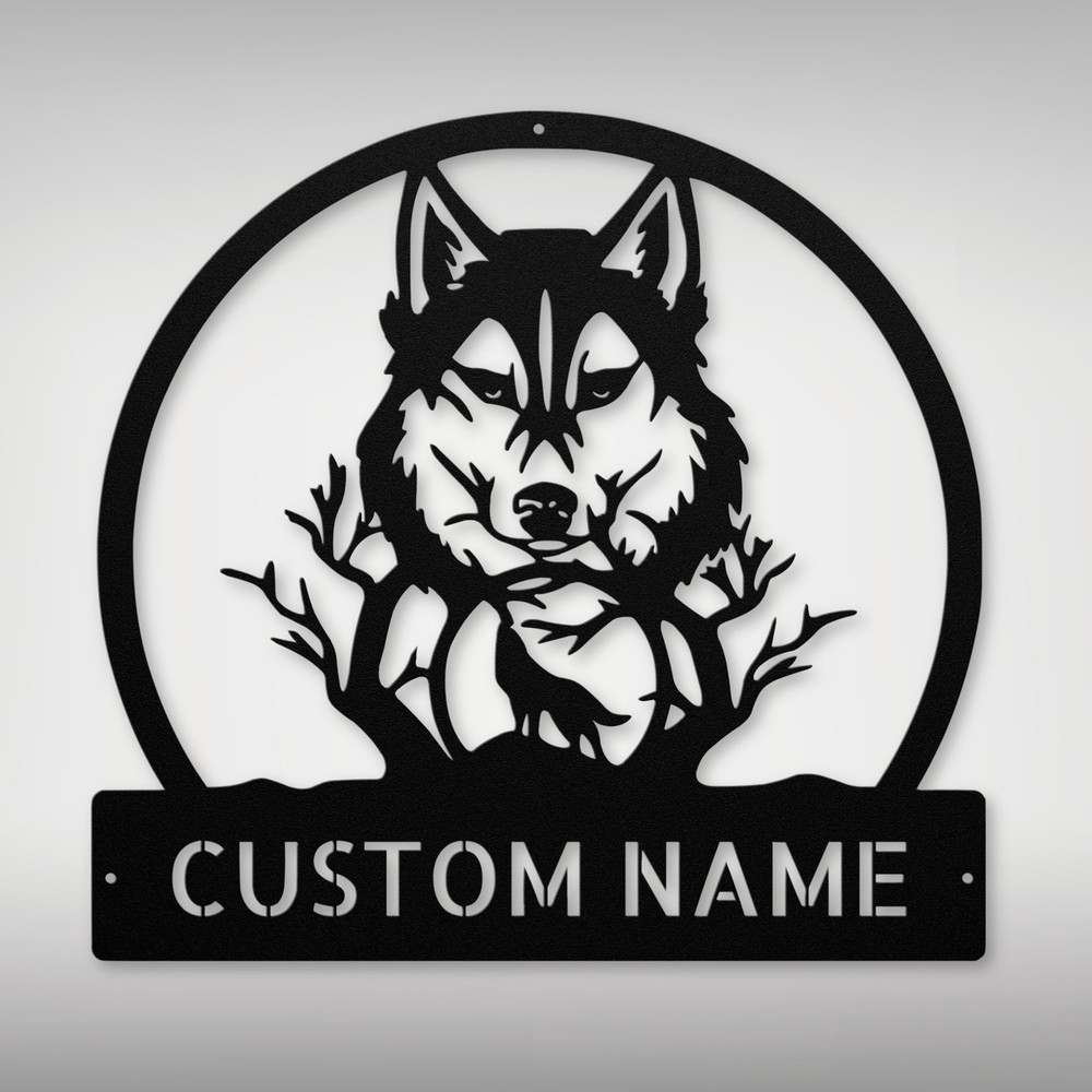Personalized Wolf Head Metal Sign Custom Animal Decor for Home Office Gift Idea